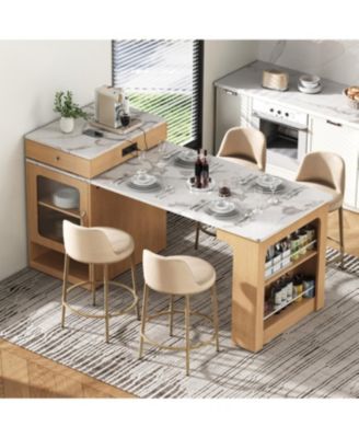 59.5" Extendable Kitchen Island with Dining Table & Storage