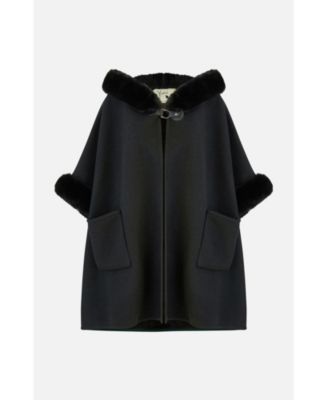 Women's Hooded Fur Cape Jacket