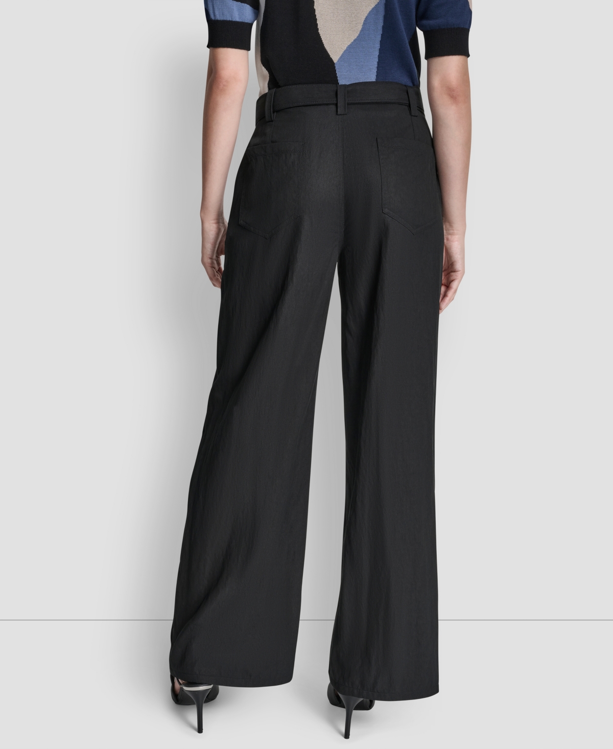 Dkny Women's Belted Front Seam Twill Pants