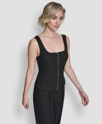 Women's Sleeveless Zipper Corset Top