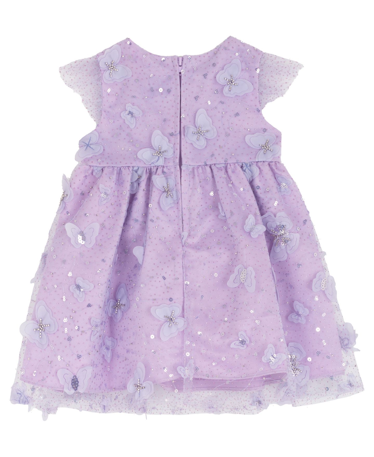 Платье Rare Editions Short-Sleeve 3D Butterfly Social Dress для девочек-малышей, цвет: Фиолетовый — фото 3