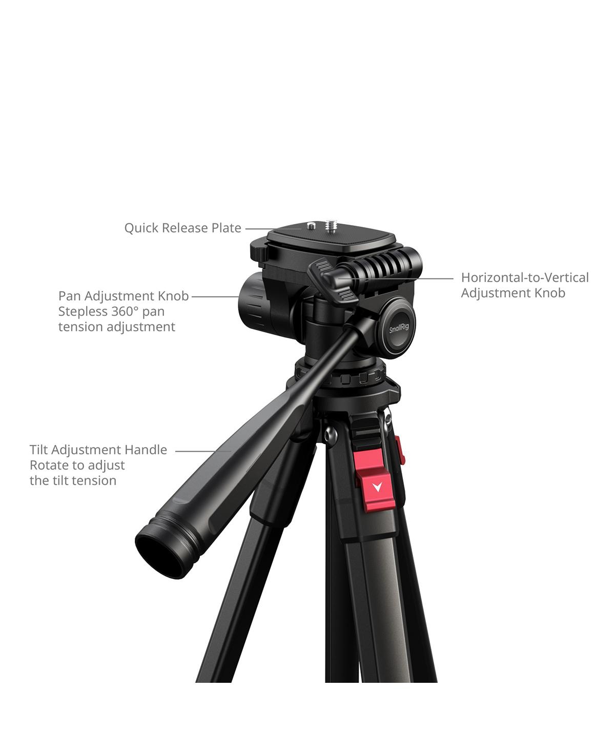 SmallRig 4-Section Aluminum Video Tripod with Fluid Head