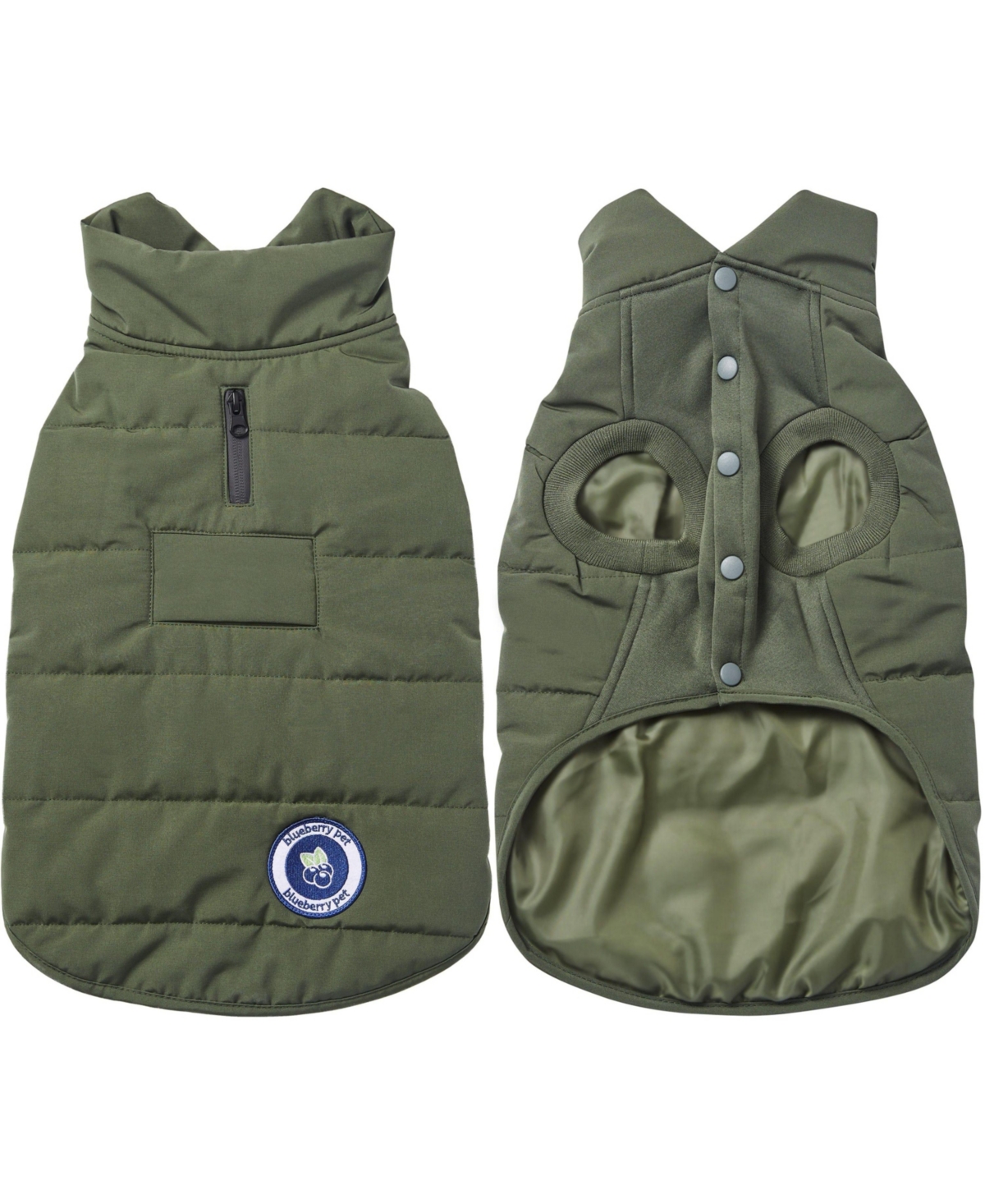 Blueberry Pet Windproof Waterproof Quilted Dog Puffer Jacket with Dual Zipped Leash Opening