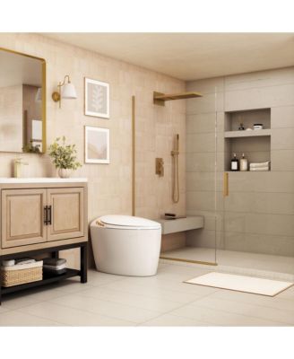 Unique Smart One-Piece Bathroom Fixture with Auto Seat, Foot Sensor, LED Display, Warm Water & Dryer