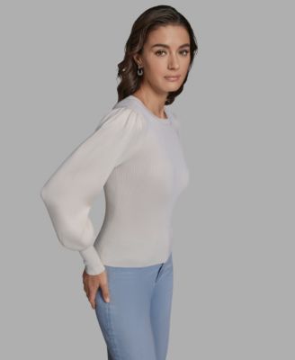 Women's Crewneck Long Balloon-Sleeve Sweater