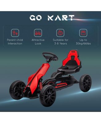 Kids Pedal Go Kart, Outdoor Ride on Toy with Adjustable Seat, Swing Axle, Handbrake, 4 Non-Slip EVA Wheels for Boys and Girls Aged 3-8 Years Old