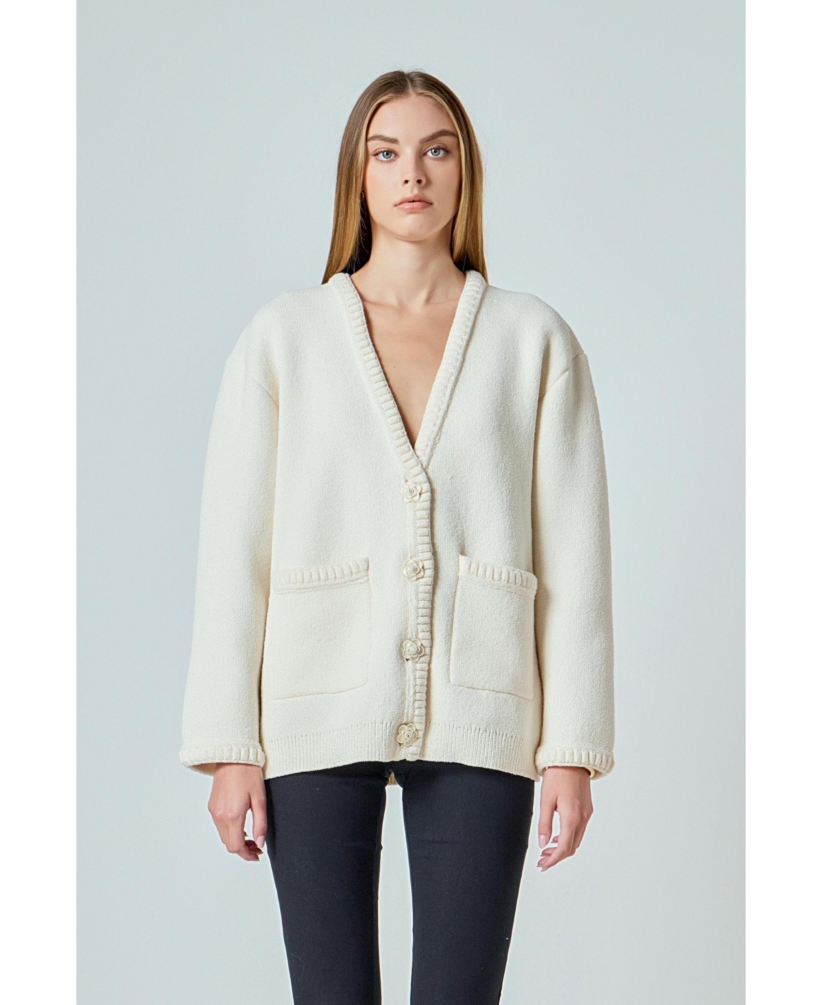 endless rose Women's Floral Button Down Cardigan