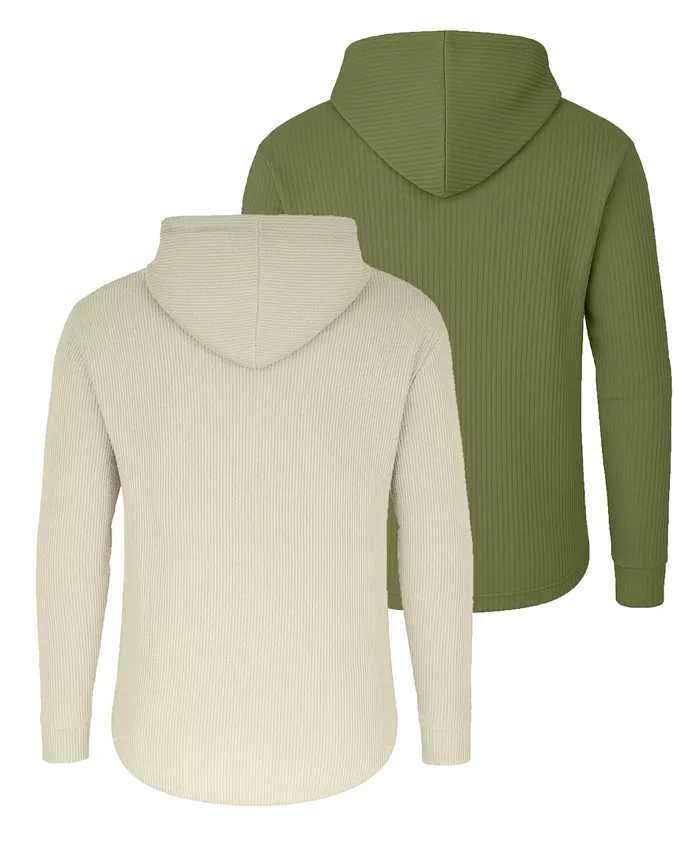 Men's Regular-Fit Waffle Knit Thermal Henley Hoodie, 2-Pack - thumbnail 2