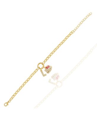 Initial Crystal Charm Bracelet, Gold Tone, Adjustable