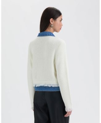 NVLT Women's Denim Cardigan with Fringe