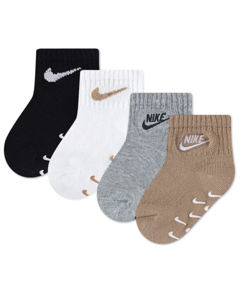 Носки, нескользящие, с логотипом, 4 шт. — Nike, цвет: Чёрный / Серый