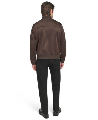 Men's Faux Suede Bomber Jacket