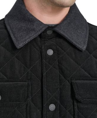 Men's Collared Quilted Button-Front Jacket 