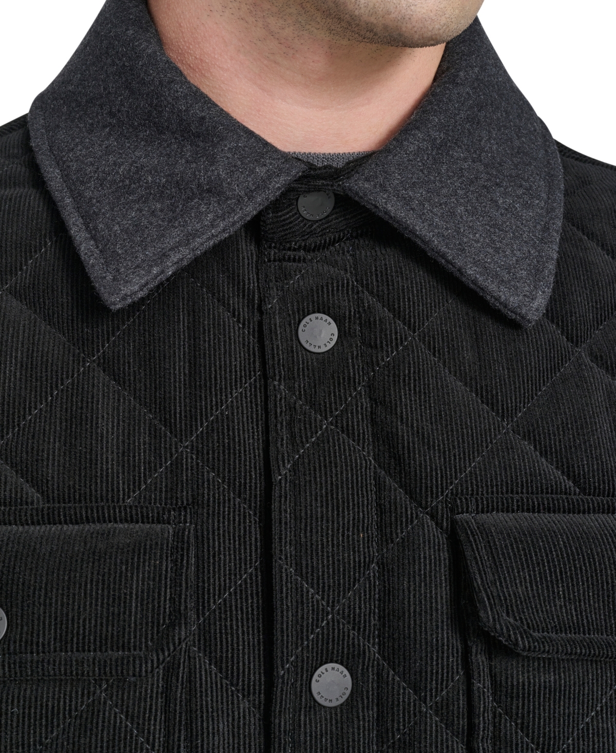 Cole Haan Men's Collared Quilted Button-Front Jacket