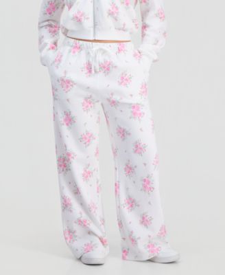 Juniors' Wide-Leg Fleece Sweatpants