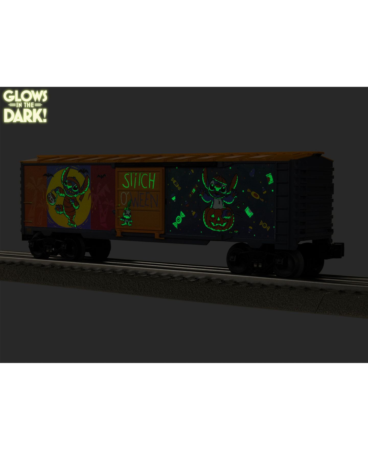 Детская игрушка Lionel O Gauge Disney Stitch Stitchoween Glow in the Dark Model Train Boxcar — фото 10