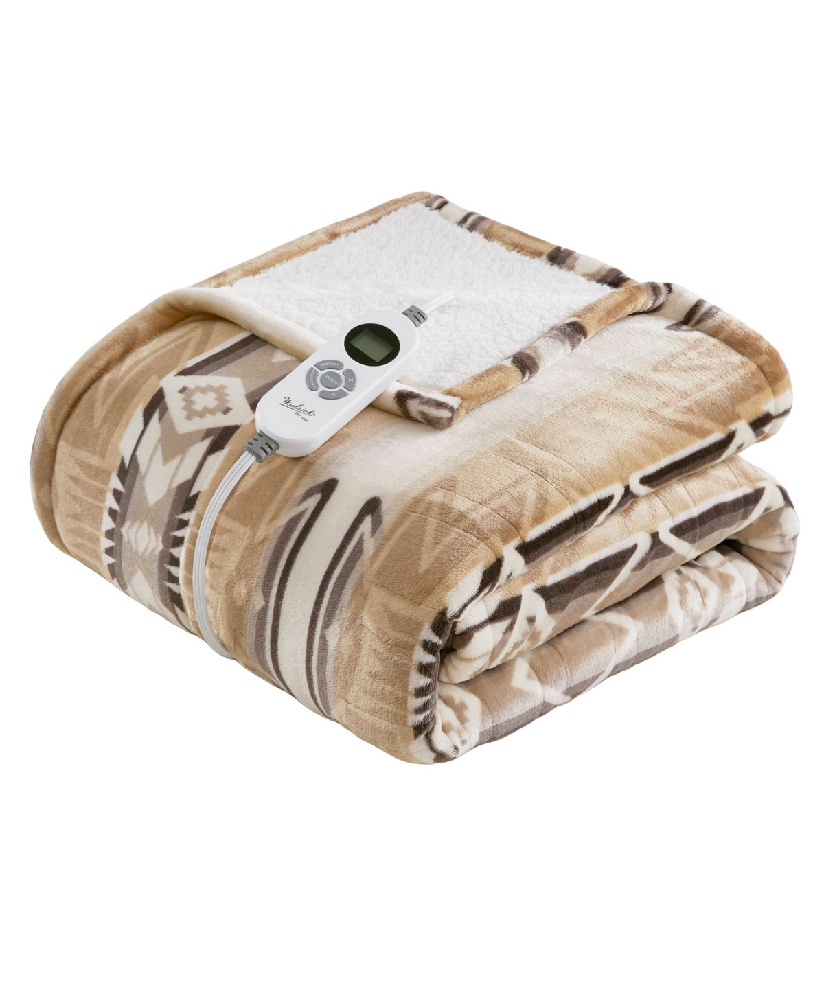 Woolrich Print Plush to Sherpa Heated Throw, 50" x 60"