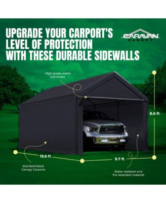 Domain 20x10 Foot Carport Tent Sidewalls, Black (Sidewalls Only)