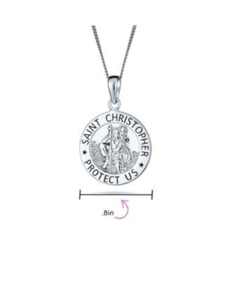 Set of 2 Saint Christopher and Saint Theresa Medal Round Medallion Pendant Necklace Sterling Silver