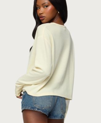 Women's Deni Long Sleeve Henley Waffle Top