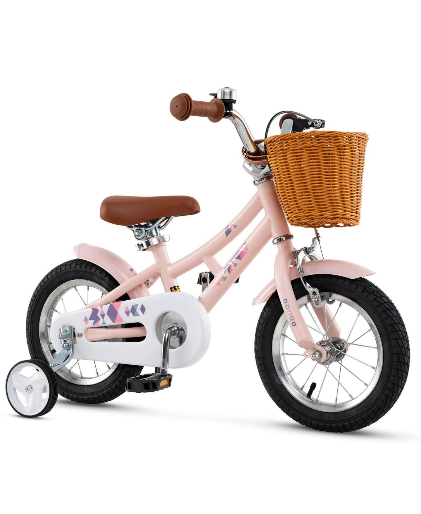 Детская игрушка HONGGE 12-Inch Retro Kids Bike with Training Wheels and Adjustable Height, Ages 3–8, цвет: Розовый — фото 1