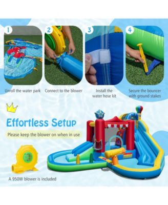 Inflatable Wet and Dry Water Park with Slide, Pool, and Bounce House Combo