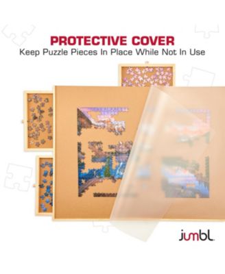 2000-Piece Puzzle Board with Drawers, Lazy Susan & Cover - Rotating Wooden Jigsaw Puzzle Table