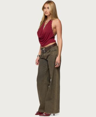 Women's Irina Stud Cowl Neck Halter Top