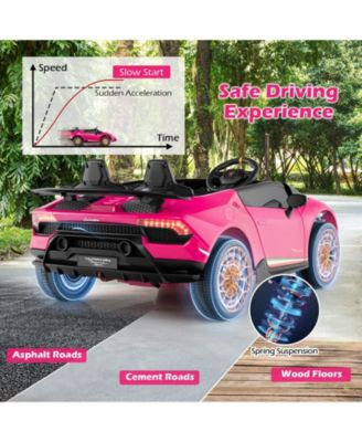24V Licensed Lamborghini 2-Seater Ride-On Car with Music, Lights, and Remote - Pink
