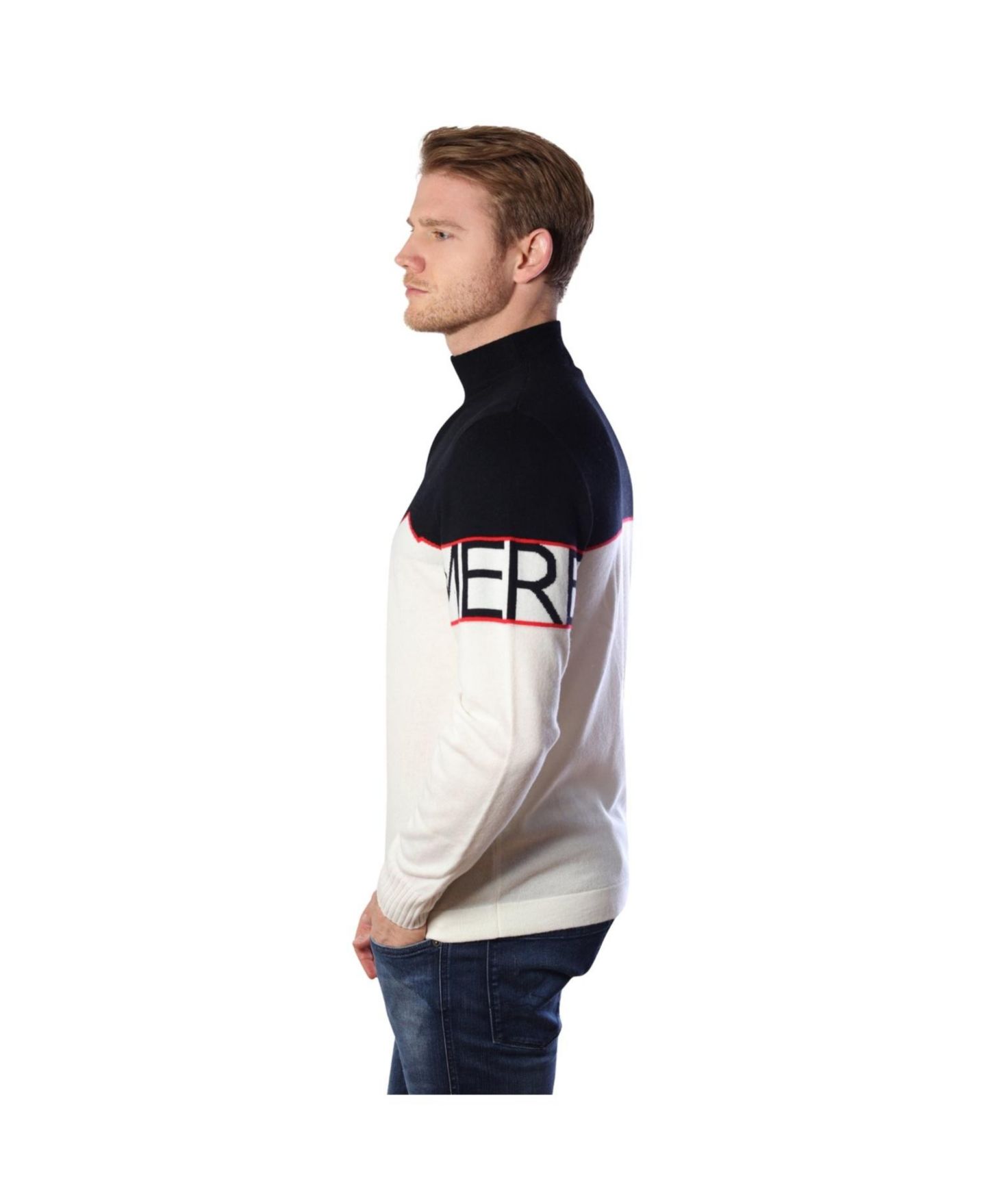 Мужской свитер Bellemere New York Half-Zipped Cashmere Blend, цвет: Белый — фото 3