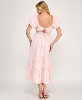 Juniors' Sweetheart Neck Twist Front Midi Dress