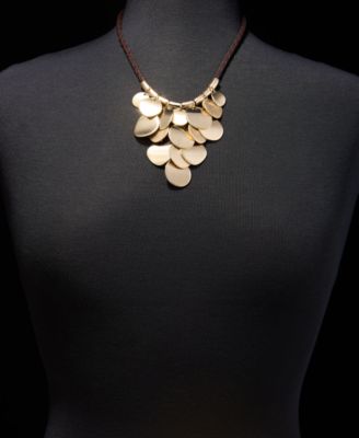 Shaky Disc Braided Cord Statement Necklace, 18" + 3" extender, Macy's Exclusive