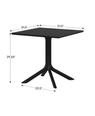 31.5" Square Outdoor Plastic Resin Patio Dining Table for 4