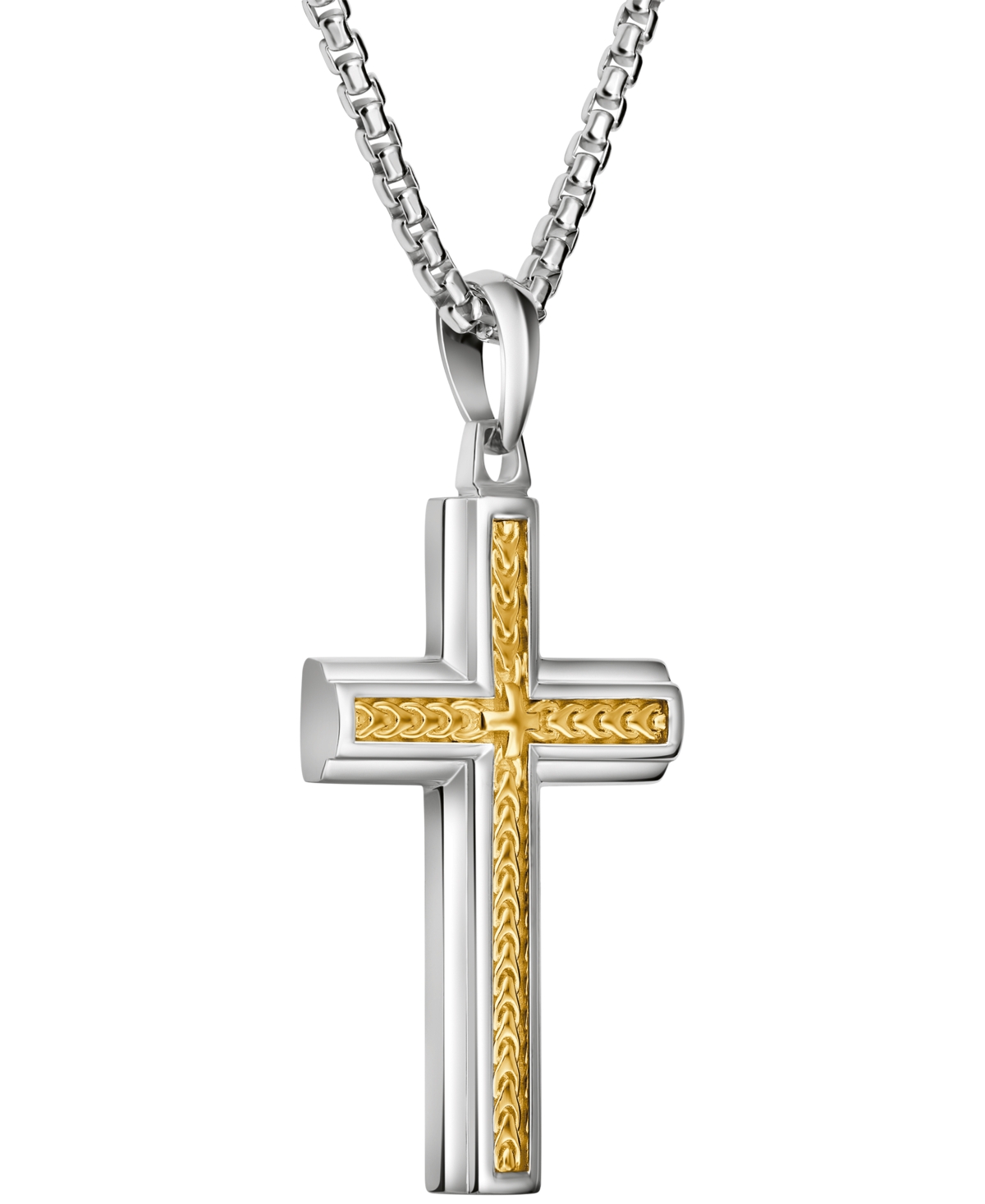 Bulova Men's Sterling Silver Cross Pendant Necklace