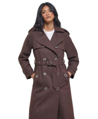 Women's Wool Mix Belted Trench Coat