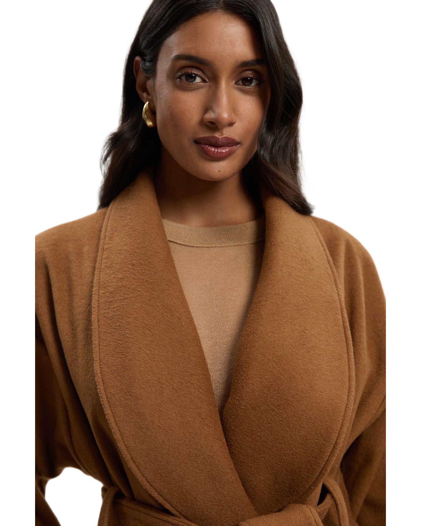 Женское пальто Karen Millen Brushed Wool Wrap Tailored Maxi, цвет: Верблюжий — фото 3