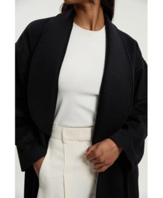 Women's Brushed Wool Wrap Tailored Maxi Coat
