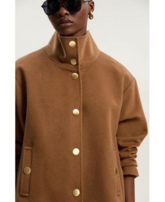 Women's Brushed Wool Funnel Neck Short Coat
