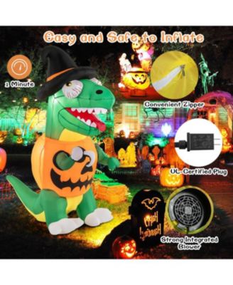 Blow up Inflatable Pumpkin Dinosaur Yard Decoration with Built-in LED Lights