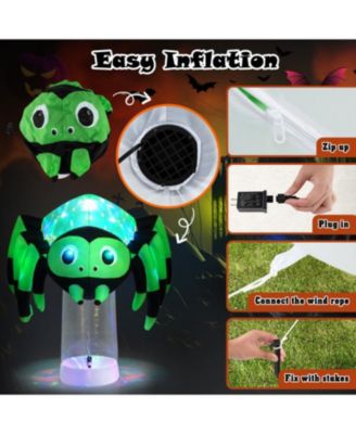 6 ft Halloween Inflatable Spider with 3 Color Rotating Light
