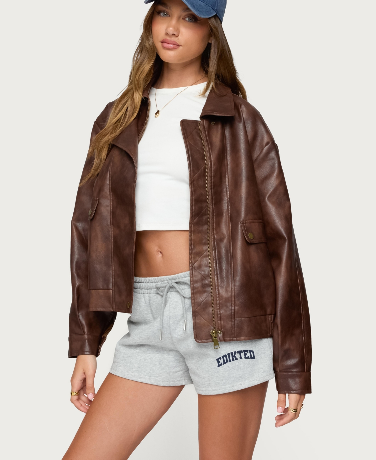 Edikted Women's Ardella Oversized Faux Leather Jacket