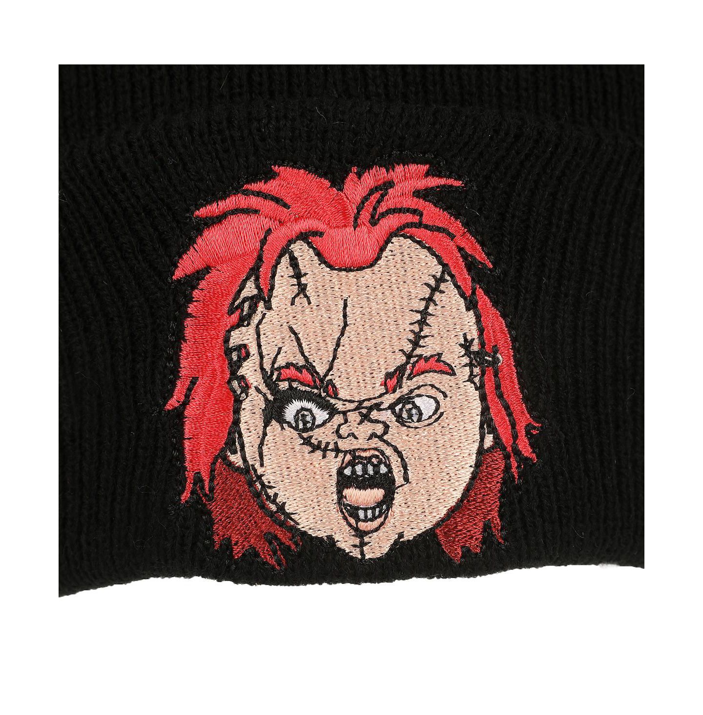 Мужская шапка Chucky Embroidery Black Acrylic Knit Standard Cuff Beanie, цвет: Чёрный — фото 4