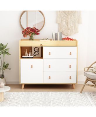 Diaper table with three drawers, baby changing station with multiple storage compartments