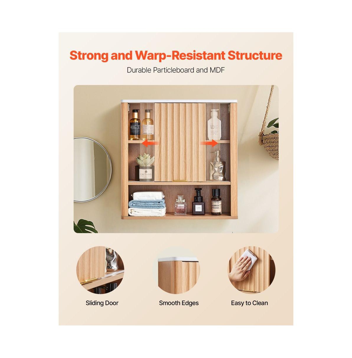 Slickblue-Bathroom Wall Cabinet with Double Doors and Shelf Storage