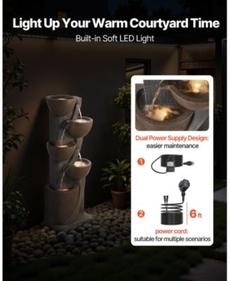 Outdoor 5-Tier Jar-Shaped Water Fountain for Garden or Patio