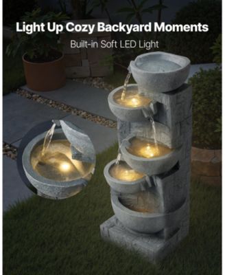 Outdoor 5-Tier Bowl-Shaped Water Fountain for Garden or Patio