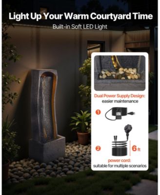 Outdoor 1-Tier Rock Base Water Fountain for Garden or Patio