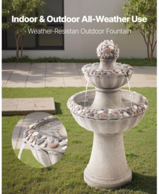 Outdoor 2-Tier Rock Base Water Fountain for Garden or Patio