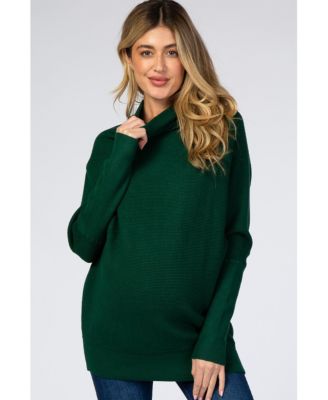 Maternity Forest Green Funnel Neck Dolman Sleeve Sweater