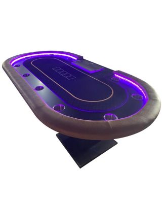 “96-Inch Poker Table with LED Lights, Chip Management & Speed Cloth for 10 Players Texas Hold em Game Nights.”